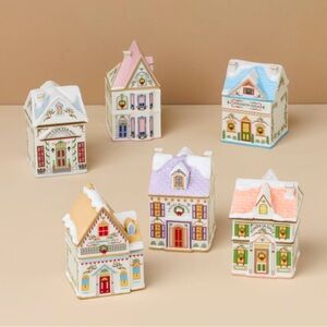 Lenox Spice CHRISTMAS Village Vintage Ceramic Spice Jar Holiday Collection Set